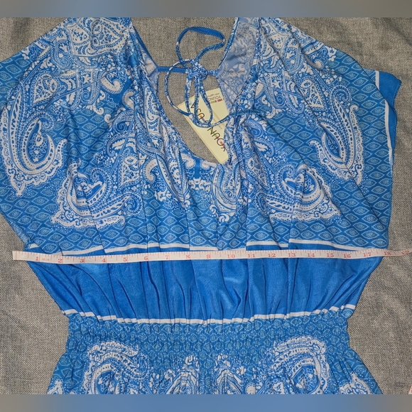 NWT Young USA Blue & White Paisley Pattern Midi Dress Size XL - Picture 9 of 10